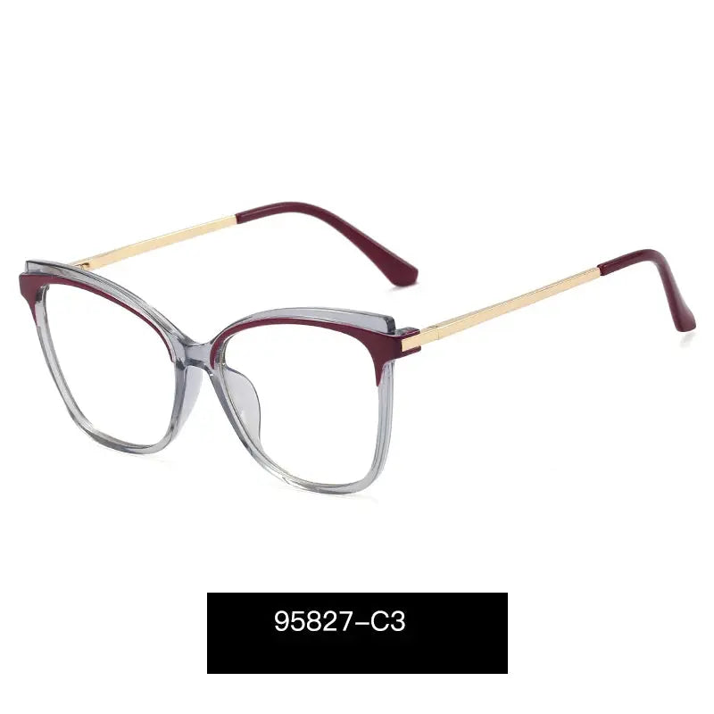 Women's Cat Eye Full Rim Alloy Prescription Glasses 95827 — view 6 | Rx Spectacle