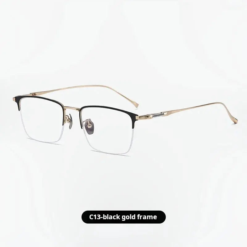 Unisex Browline Semi-Rimless Titanium Oversized Prescription Glasses 729011 — view 3 | Rx Spectacle