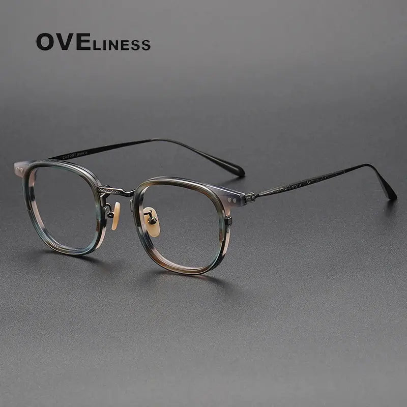 Unisex Square Full Rim Titanium Prescription Glasses Og001 — view 2 | Rx Spectacle
