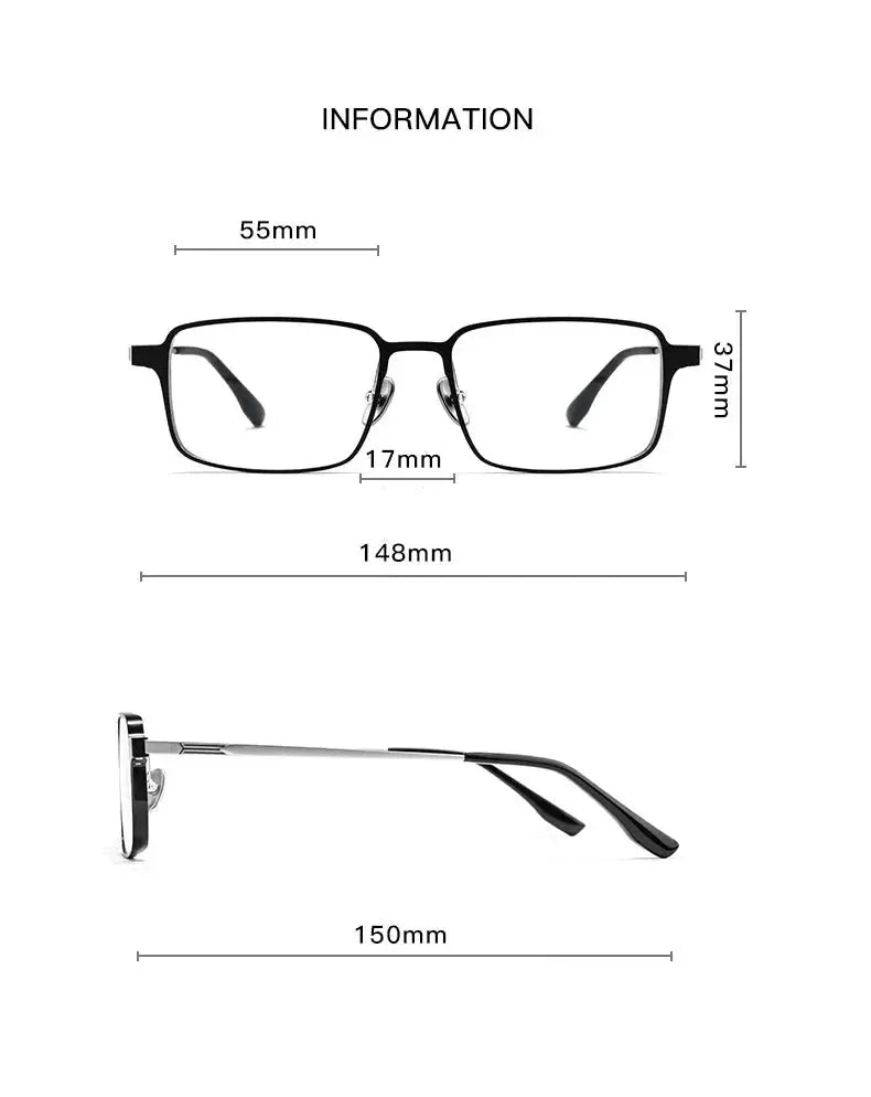 Unisex Square Full Rim Titanium Clip-On Prescription Glasses 429909 — view 2 | Rx Spectacle