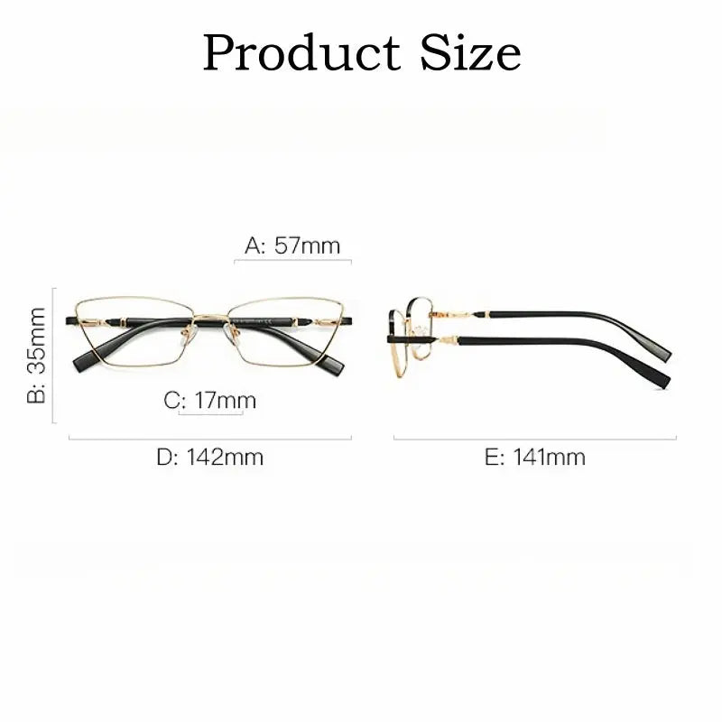 Women's Cat Eye Full Rim Alloy Prescription Glasses Y3012 — view 2 | Rx Spectacle