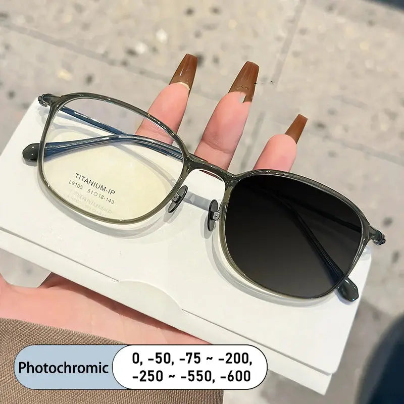 Unisex Square Full Rim Titanium Reading Glasses 69105 — view 6 | Rx Spectacle