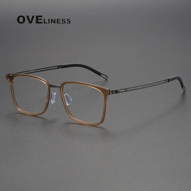 Unisex Square Full Rim Titanium Screwless Prescription Glasses 8202305 — view 7 | Rx Spectacle