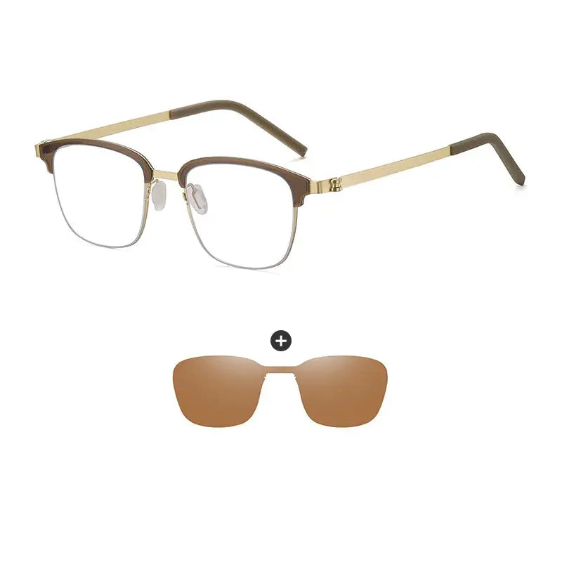 Unisex Square Full Rim Stainless Steel Clip-On Prescription Glasses 790377 — view 3 | Rx Spectacle