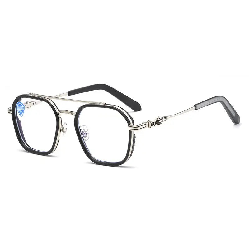 Men's Square Full Rim Titanium Double Bridge Prescription Glasses 82056 — view 8 | Rx Spectacle