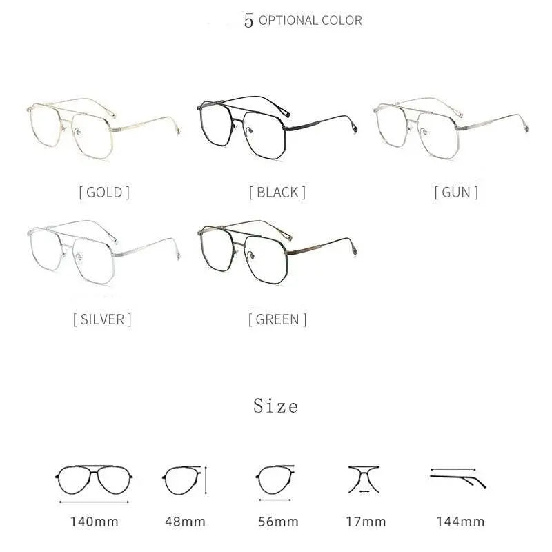 Men's Square Full Rim Titanium Double Bridge Prescription Glasses 47002 — view 7 | Rx Spectacle