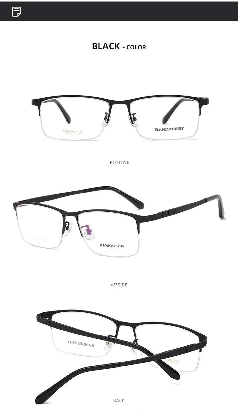 Unisex Rectangular Semi-Rimless Titanium Prescription Glasses 71111 — view 11 | Rx Spectacle