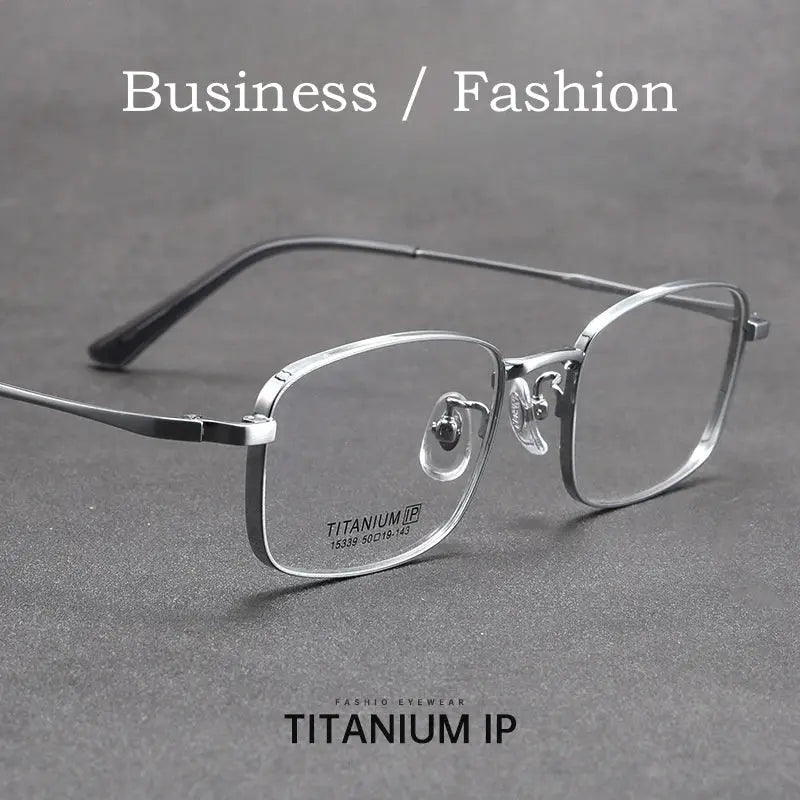 Men's Square Full Rim Titanium Oversized Prescription Glasses 15339 — view 3 | Rx Spectacle