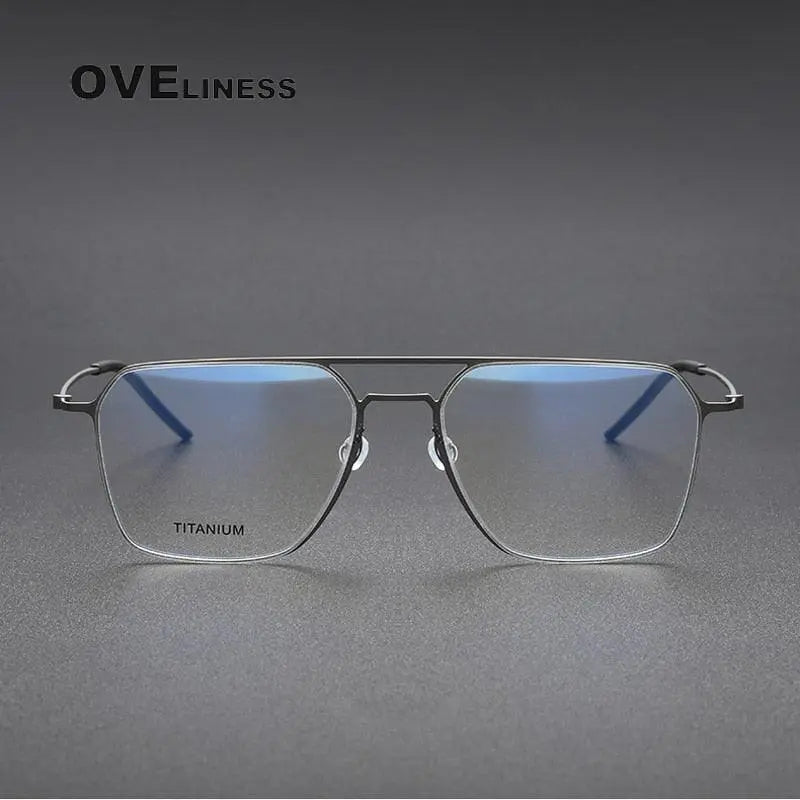 Unisex Square Full Rim Titanium Double Bridge Prescription Glasses 5517 — view 9 | Rx Spectacle