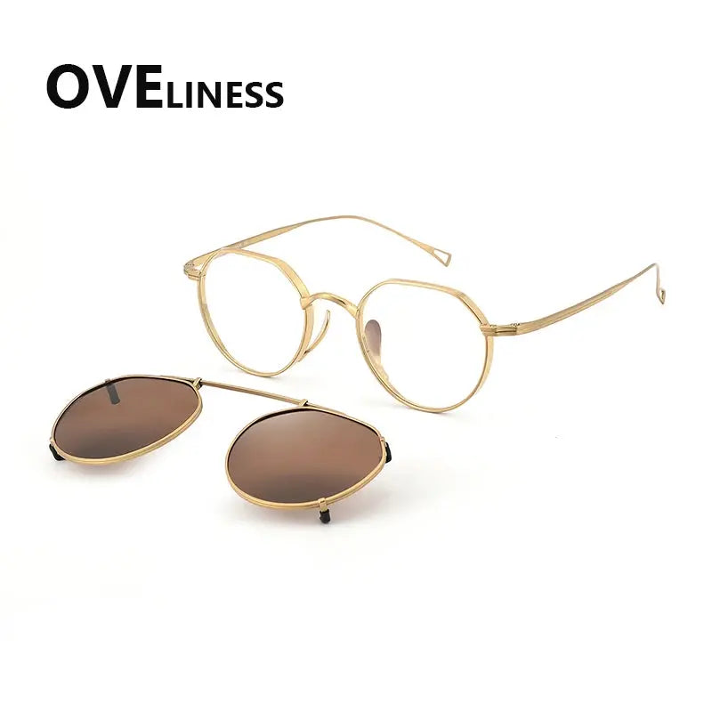Women's Polygon Full Rim Titanium Clip-On Prescription Glasses 29916 — view 8 | Rx Spectacle