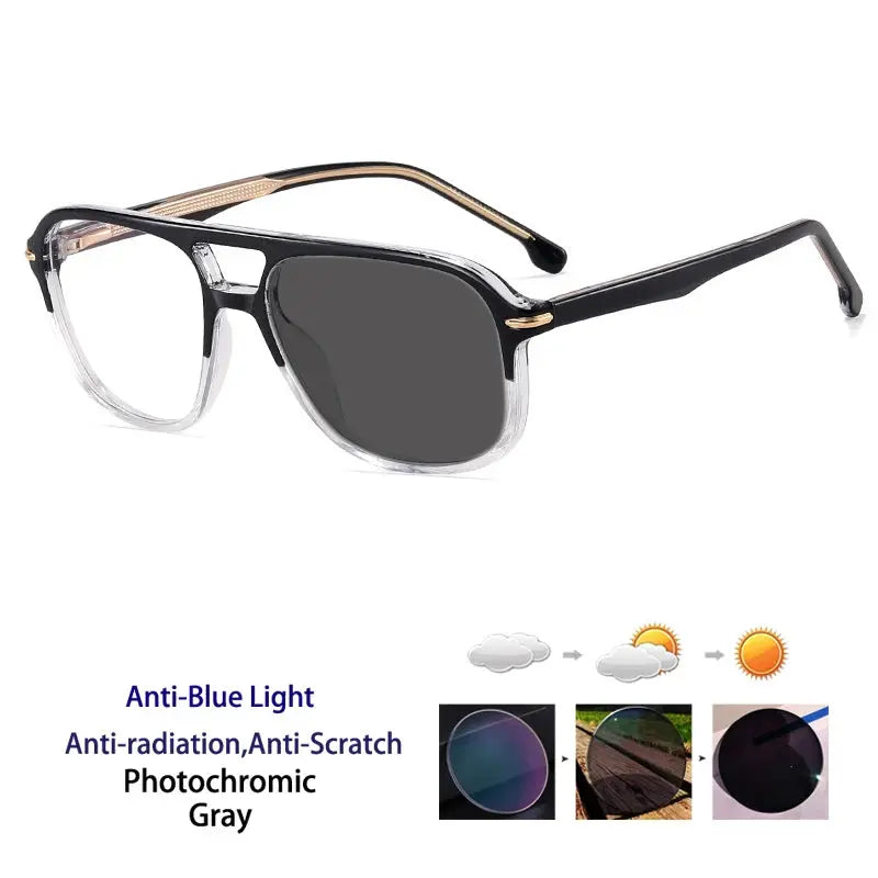 Unisex Square Full Rim Titanium Double Bridge Reading Glasses 821206 — view 5 | Rx Spectacle