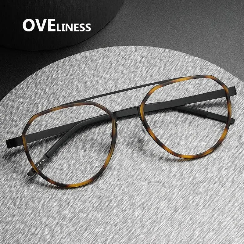 Unisex Round Full Rim Titanium Double Bridge Prescription Glasses 9745 — view 10 | Rx Spectacle