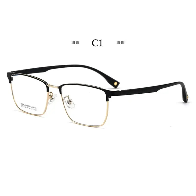 Men's Rectangular Full Rim Alloy Prescription Glasses 911100 — view 3 | Rx Spectacle