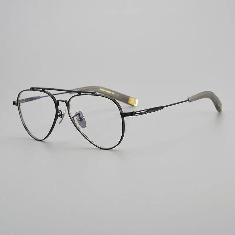 Men's Square Full Rim Titanium Double Bridge Prescription Glasses Hlsa-101 — view 2 | Rx Spectacle
