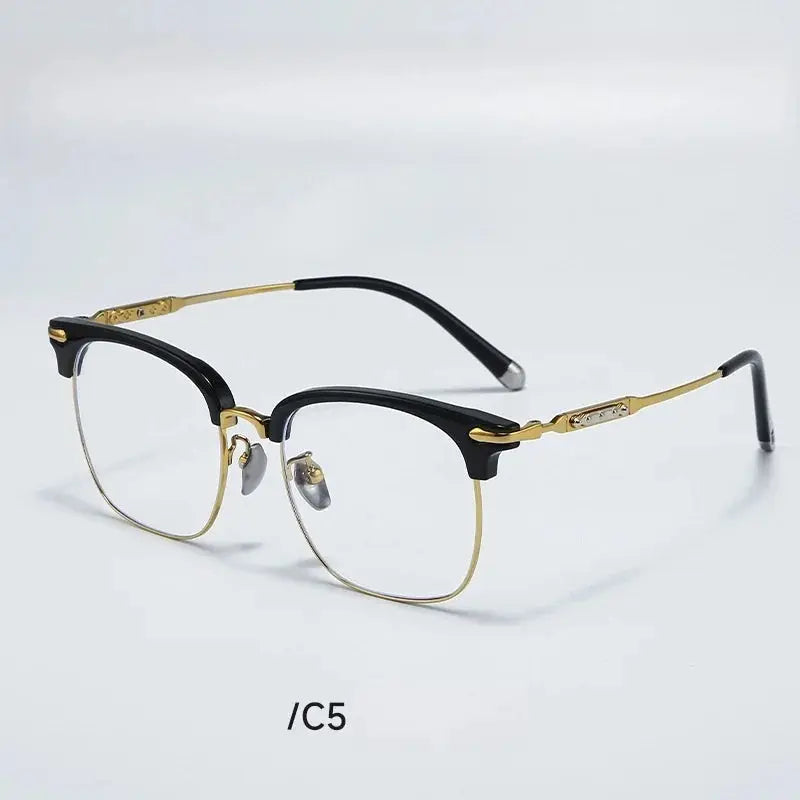 Unisex Square Full Rim Titanium Prescription Glasses 122214 — view 4 | Rx Spectacle