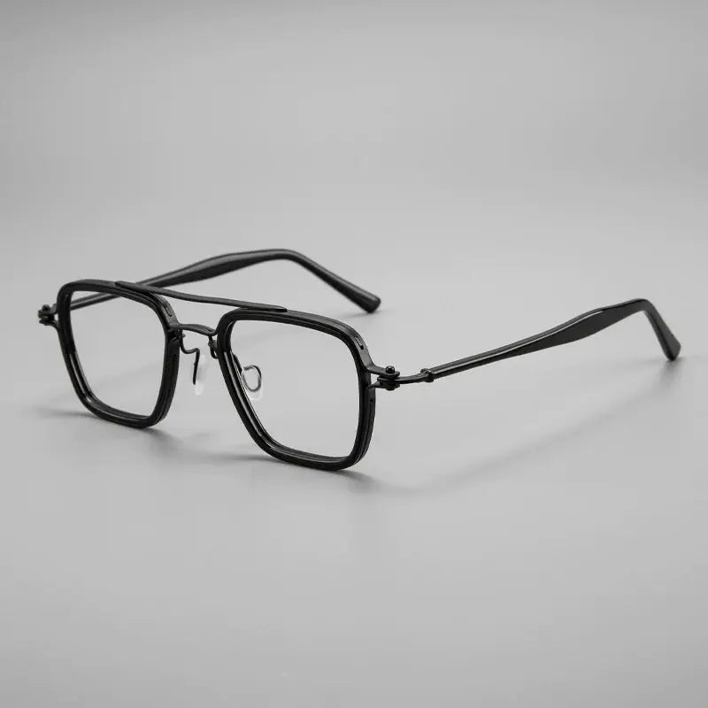 Unisex Square Full Rim Titanium Double Bridge Prescription Glasses 365875 — view 4 | Rx Spectacle
