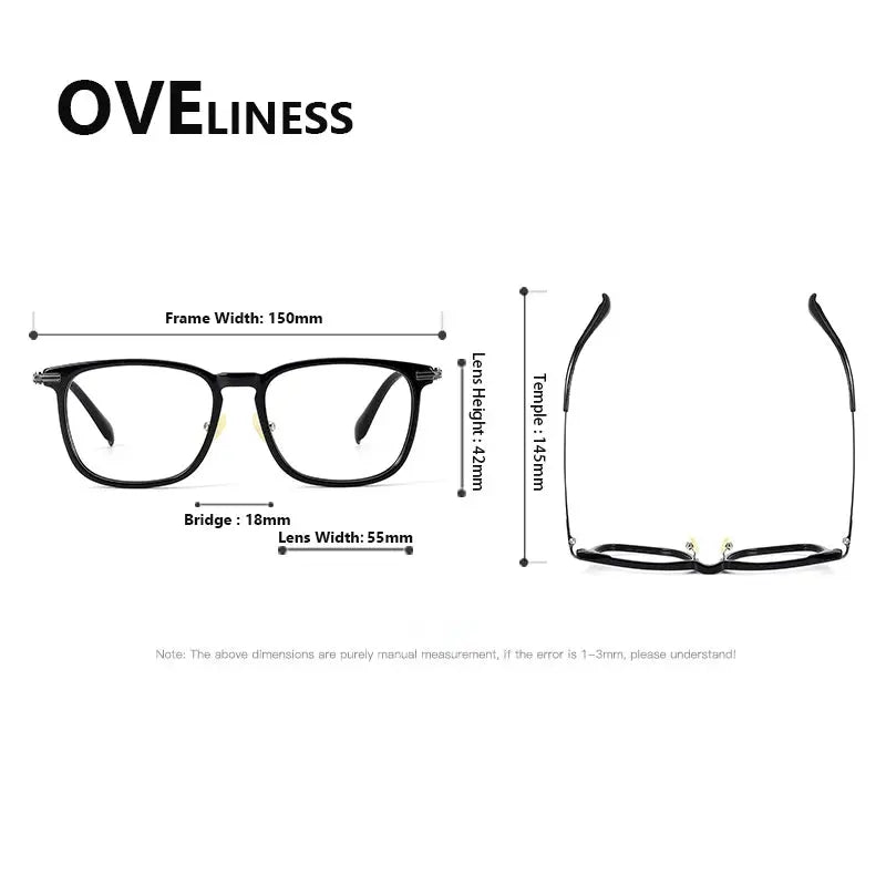 Unisex Square Full Rim Titanium Oversized Prescription Glasses 90003 — view 2 | Rx Spectacle