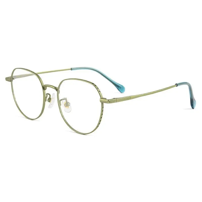 Men's Round Full Rim Titanium Prescription Glasses K5056bsf — view 7 | Rx Spectacle