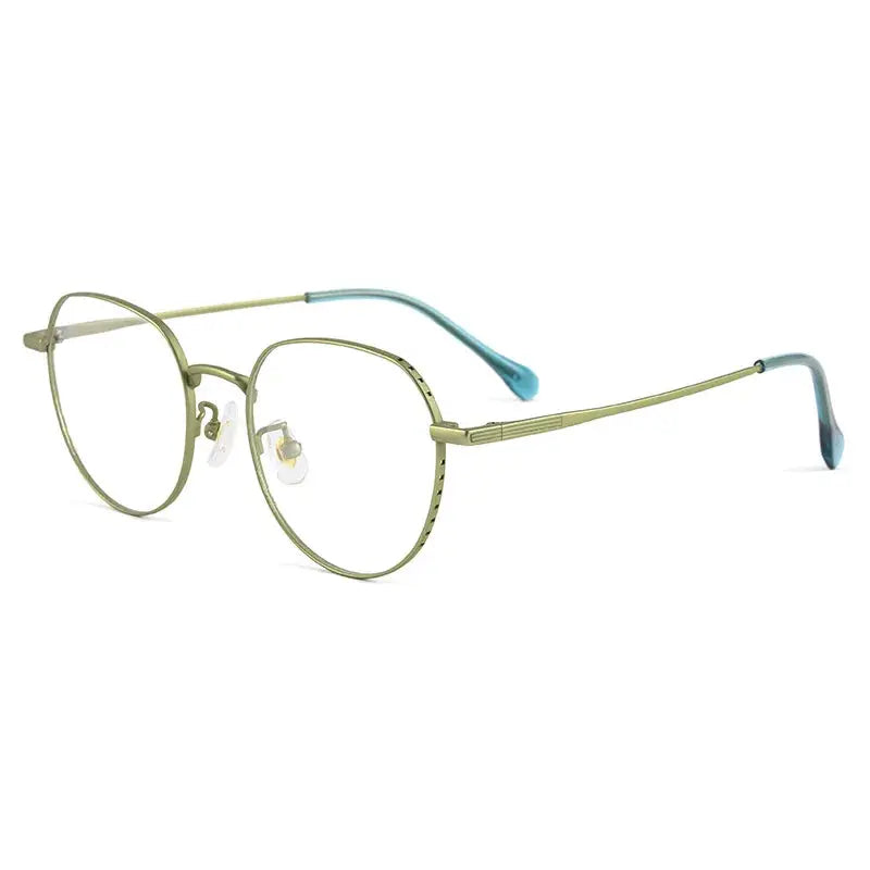 Women's Round Full Rim Titanium Flat Top Prescription Glasses 5056 — view 5 | Rx Spectacle