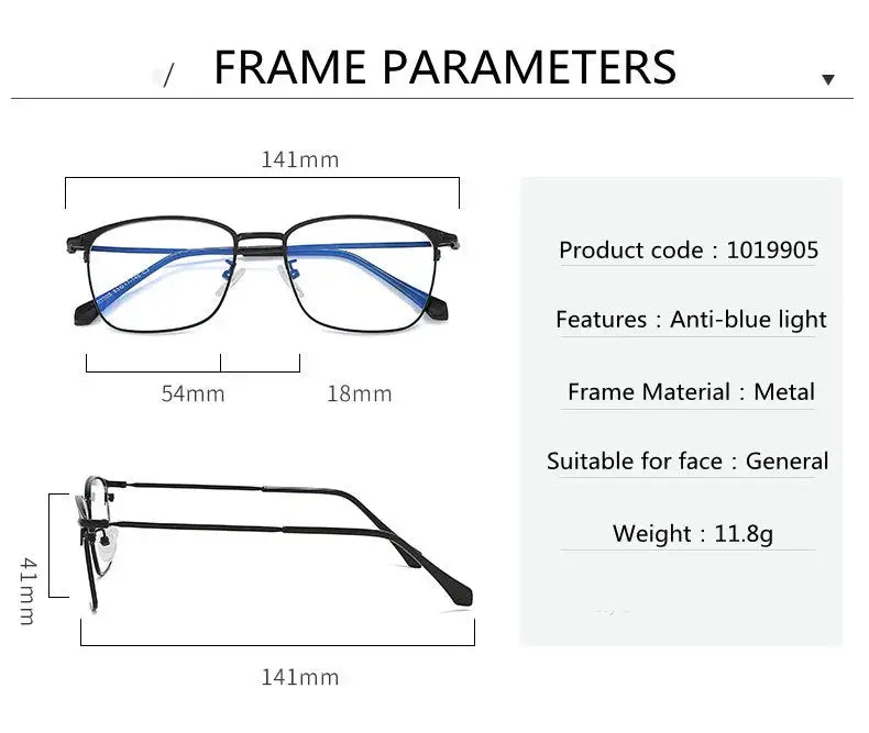 Unisex Square Full Rim Stainless Steel Reading Glasses 101905 — view 9 | Rx Spectacle