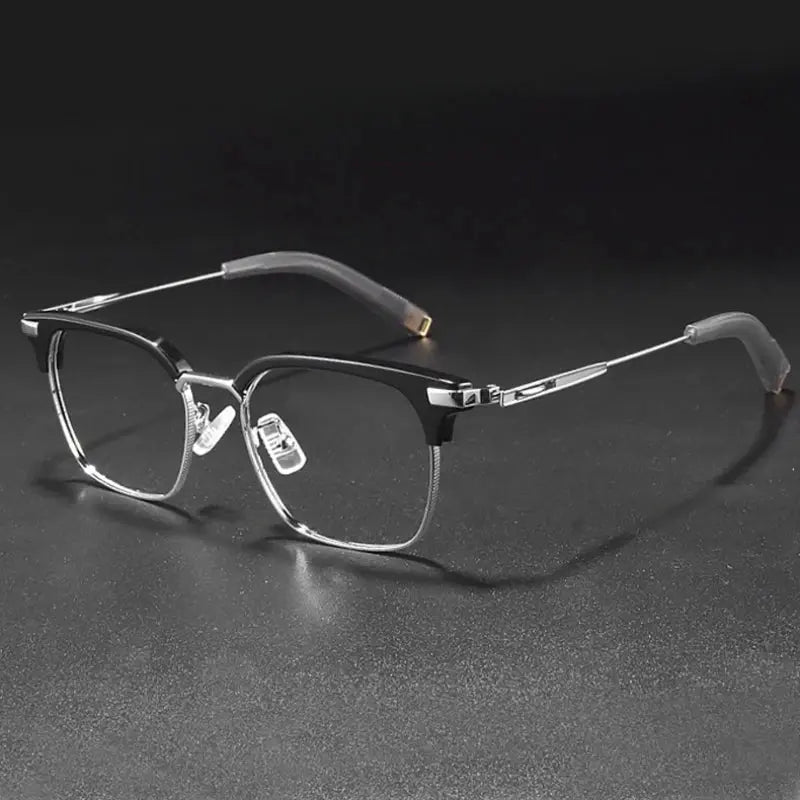 Men's Square Full Rim Titanium Prescription Glasses Y107 — view 8 | Rx Spectacle