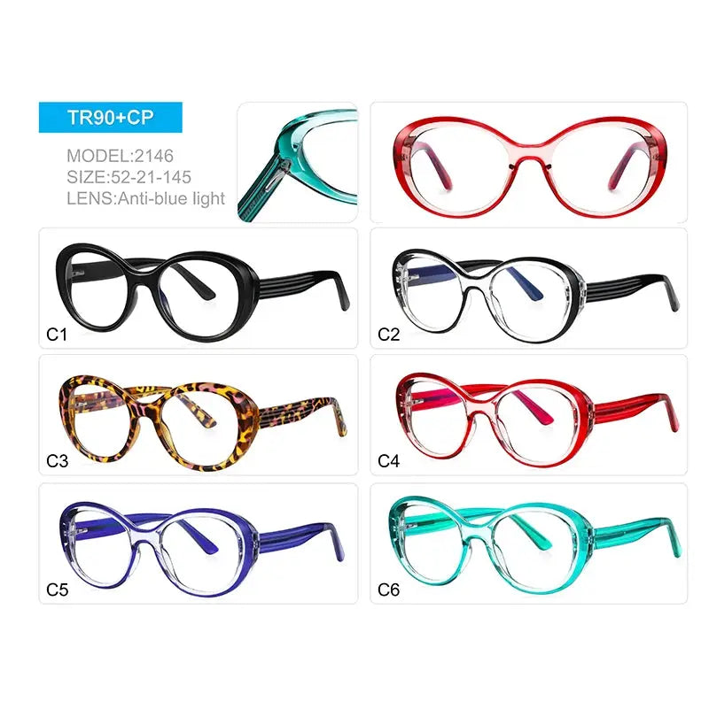 Women's Oval Full Rim TR90 Prescription Glasses J2146 — view 3 | Rx Spectacle