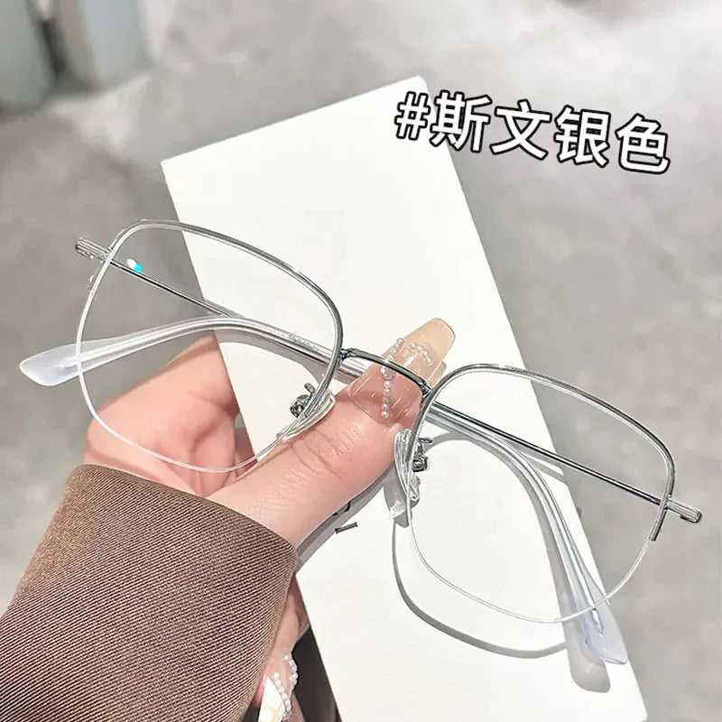 Women's Square Semi-Rimless Titanium Prescription Glasses 62811 — view 3 | Rx Spectacle