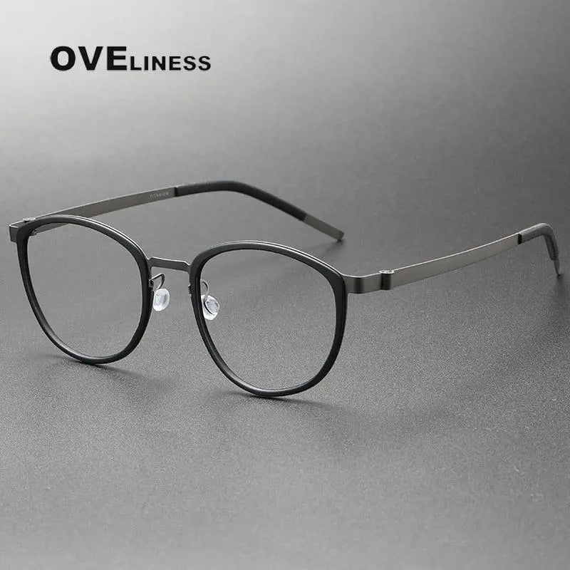 Unisex Round Full Rim Titanium Screwless Prescription Glasses 9737 — view 3 | Rx Spectacle