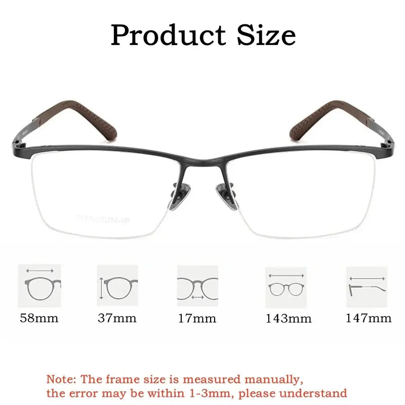 Men's Square Semi-Rimless Titanium Prescription Glasses 810300 — view 2 | Rx Spectacle