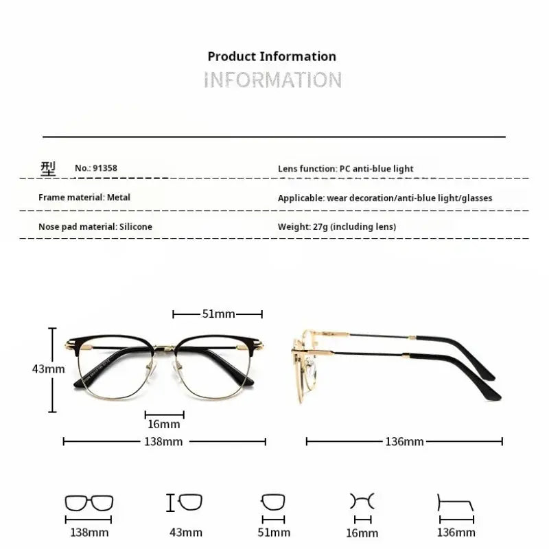 Women's Oval Full Rim Alloy Prescription Glasses 91358 — view 2 | Rx Spectacle