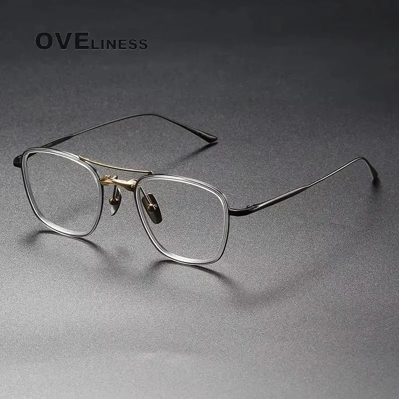 Unisex Polygon Full Rim Titanium Double Bridge Prescription Glasses 613135 — view 4 | Rx Spectacle