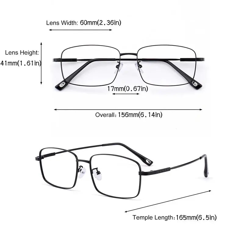Men's Square Full Rim Titanium Prescription Glasses 040000 — view 2 | Rx Spectacle