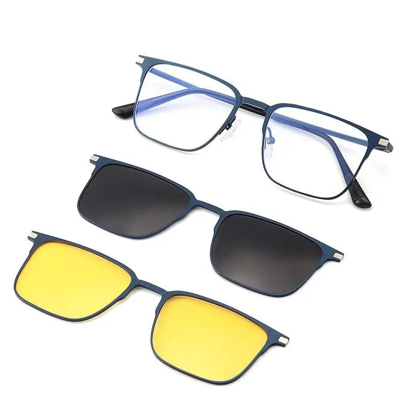 Unisex Square Full Rim Alloy Clip-On Prescription Glasses 7012 — view 3 | Rx Spectacle