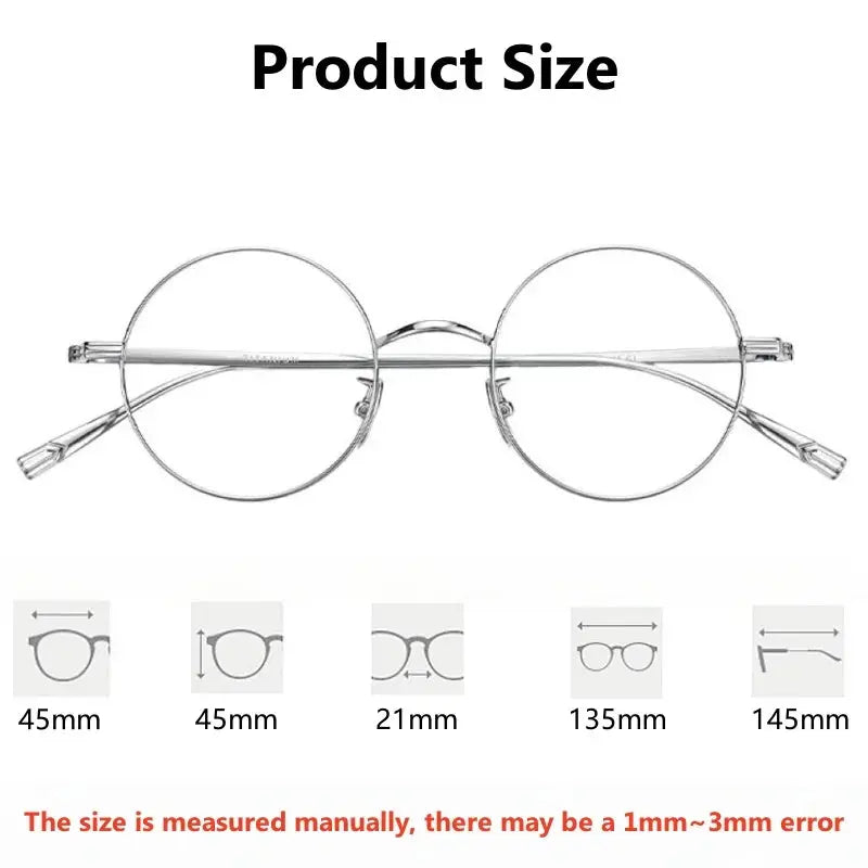 Women's Round Full Rim Titanium Prescription Glasses 5555 — view 2 | Rx Spectacle