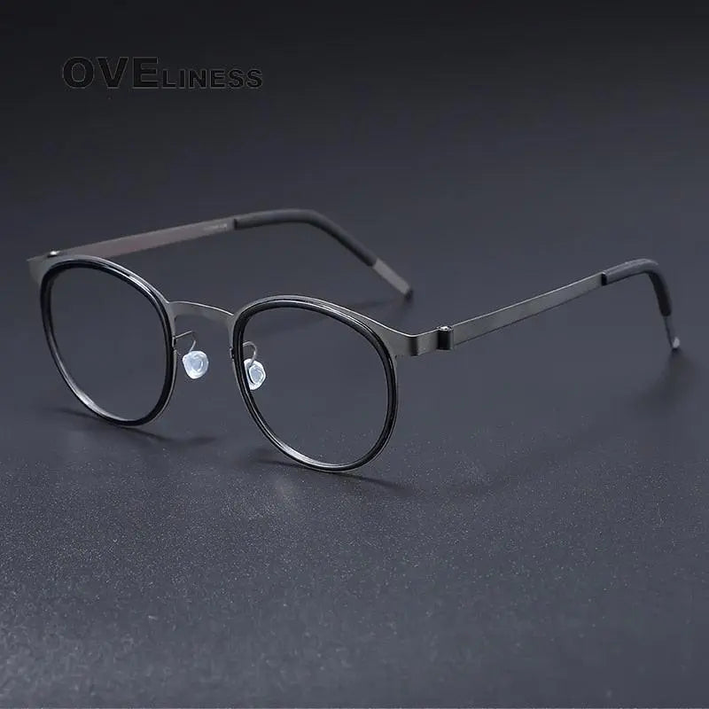 Men's Round Full Rim Titanium Prescription Glasses 9704 — view 4 | Rx Spectacle