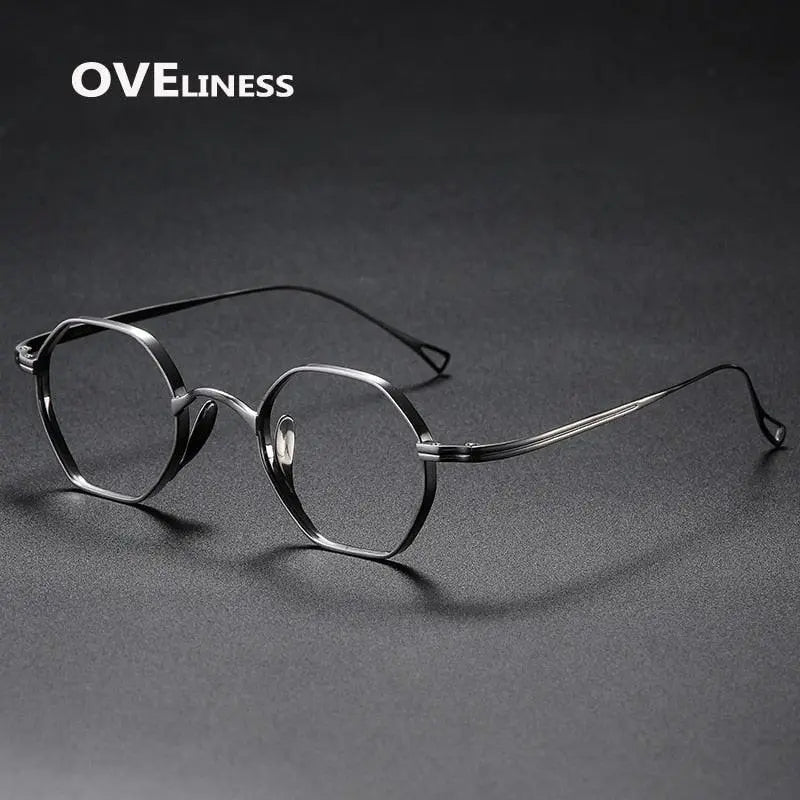 Unisex Irregular Full Rim Titanium Prescription Glasses Ol1y52 — view 8 | Rx Spectacle