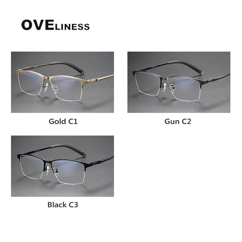 Men's Square Semi-Rimless Titanium Prescription Glasses 80880 — view 4 | Rx Spectacle
