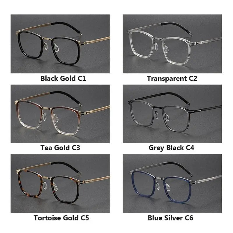 Unisex Square Full Rim Titanium Screwless Prescription Glasses 8202315 — view 12 | Rx Spectacle