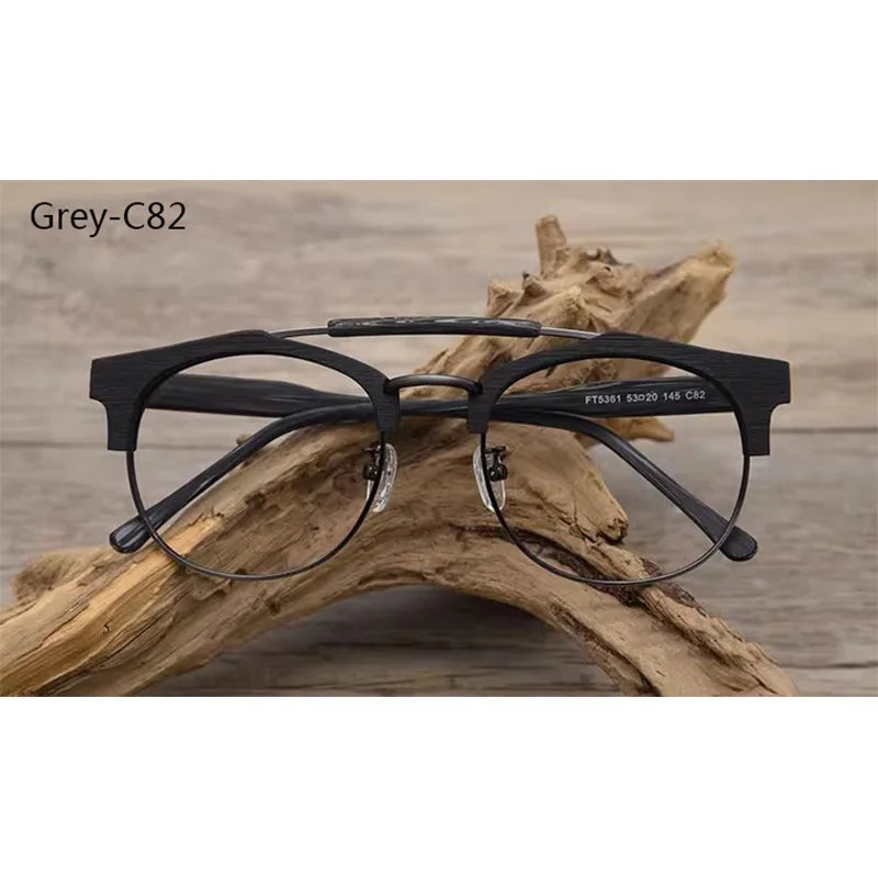 Men's Round Semi-Rimless Titanium Double Bridge Prescription Glasses 536100 — view 4 | Rx Spectacle
