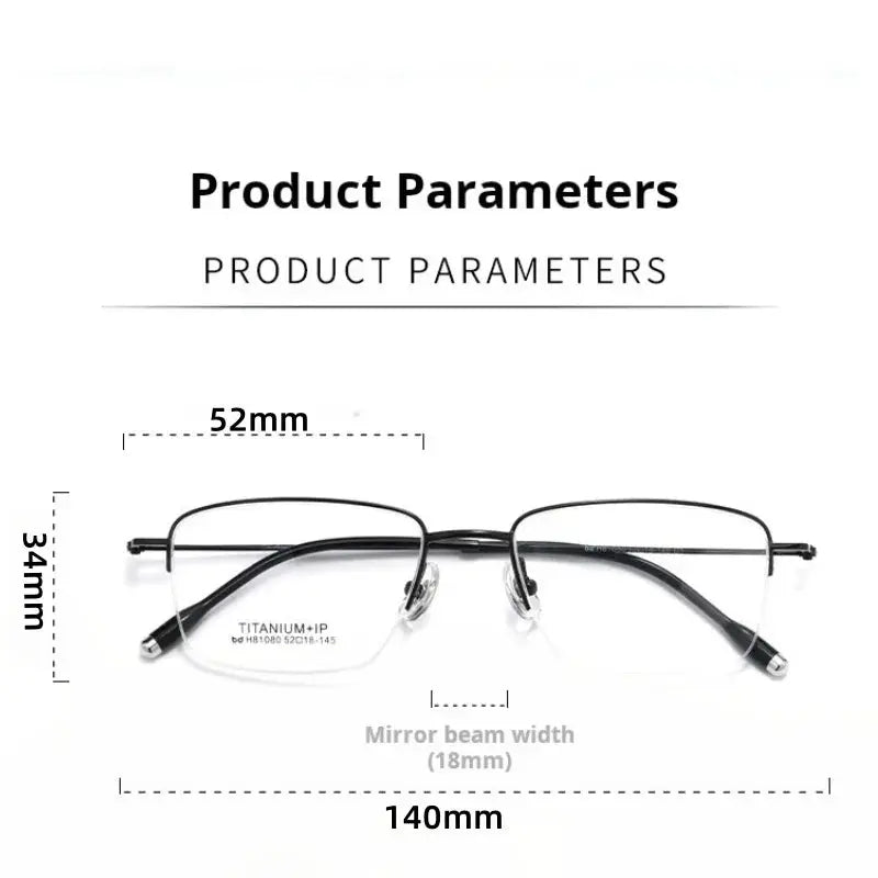 Men's Square Semi-Rimless Titanium Prescription Glasses 81080 — view 2 | Rx Spectacle