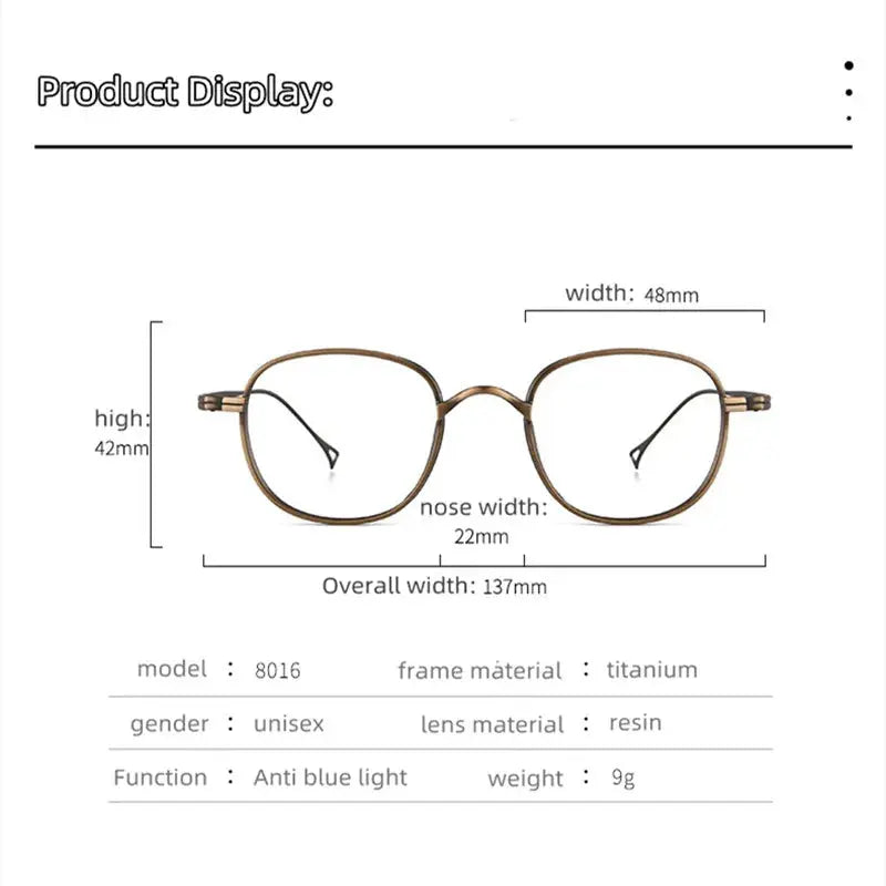 Unisex Round Full Rim Titanium Reading Glasses 8016 — view 4 | Rx Spectacle