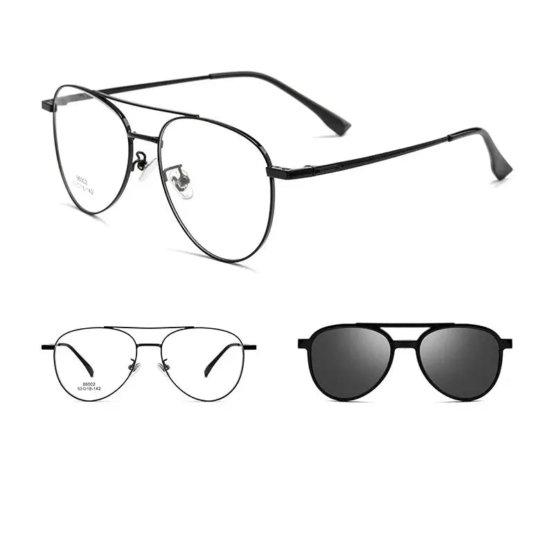 Unisex Oval Full Rim Alloy Double Bridge Clip-On Prescription Glasses 8602 — view 5 | Rx Spectacle