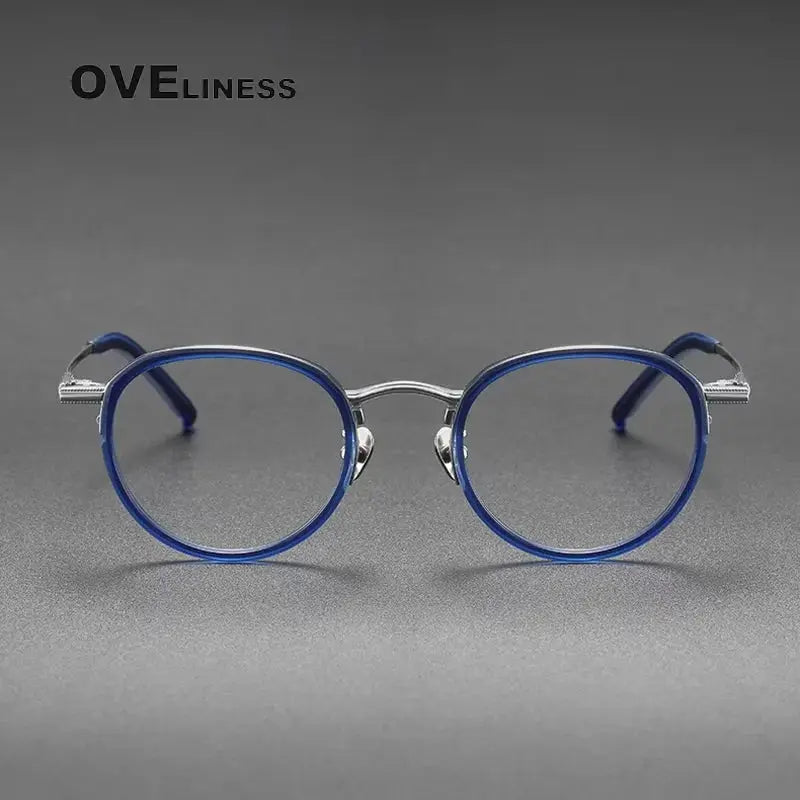 Unisex Oval Full Rim Titanium Prescription Glasses 43043 — view 2 | Rx Spectacle