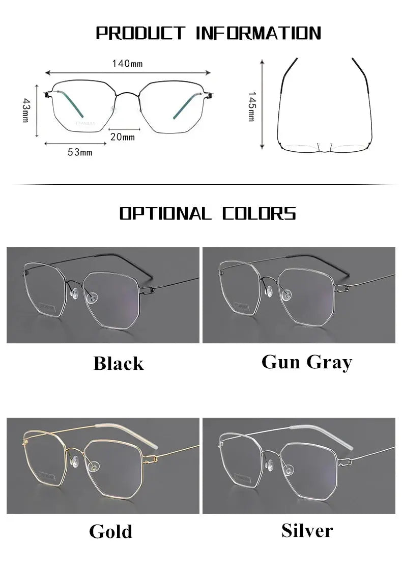 Unisex Irregular Full Rim Titanium Screwless Prescription Glasses 14020 — view 9 | Rx Spectacle