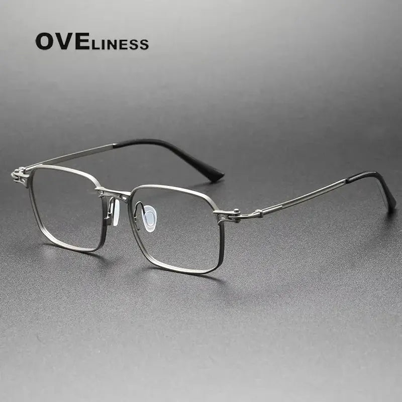 Men's Square Full Rim Titanium Prescription Glasses 85892 — view 6 | Rx Spectacle