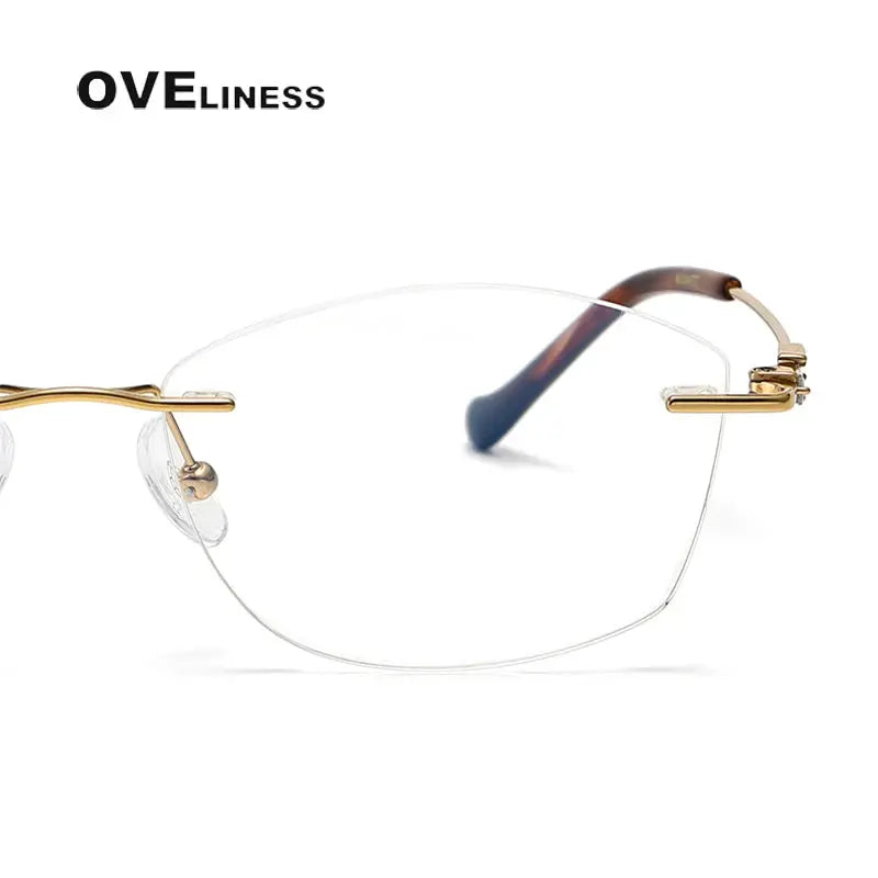 Women's Cat Eye Rimless Titanium Prescription Glasses 196006 — view 3 | Rx Spectacle