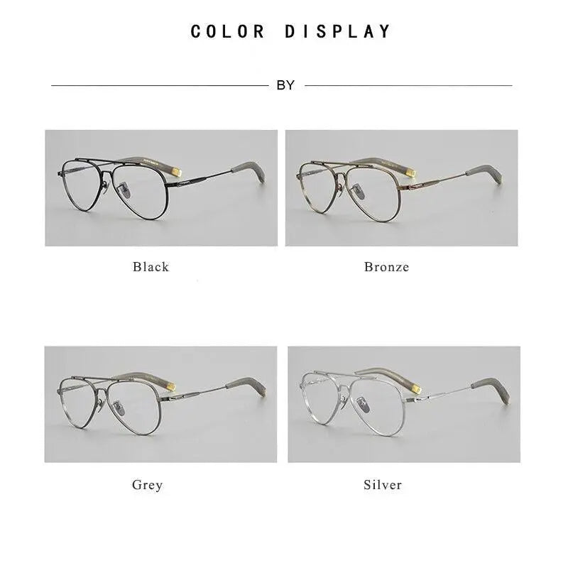 Men's Square Full Rim Titanium Double Bridge Prescription Glasses Hlsa-101 — view 8 | Rx Spectacle