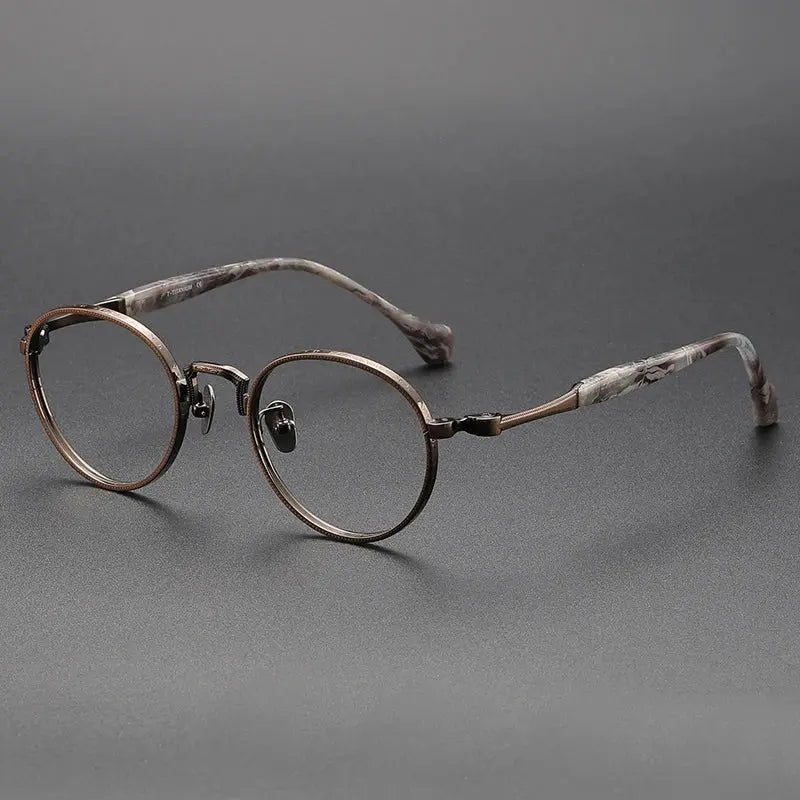 Women's Round Full Rim Titanium Prescription Glasses S808 — view 5 | Rx Spectacle