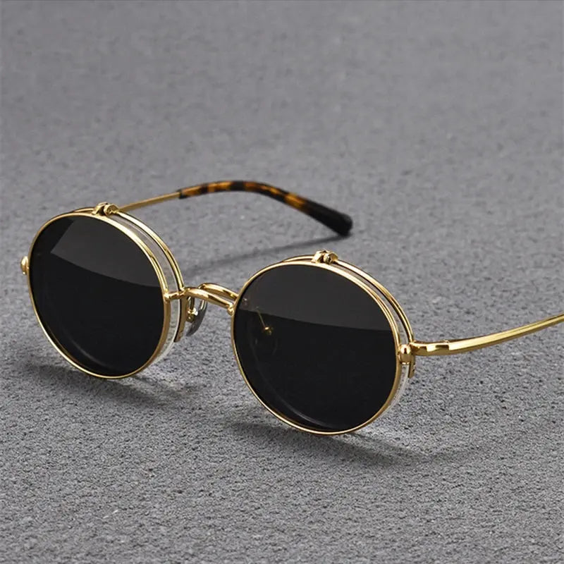 Unisex Round Semi-Rimless Titanium Prescription Glasses K54 — view 5 | Rx Spectacle