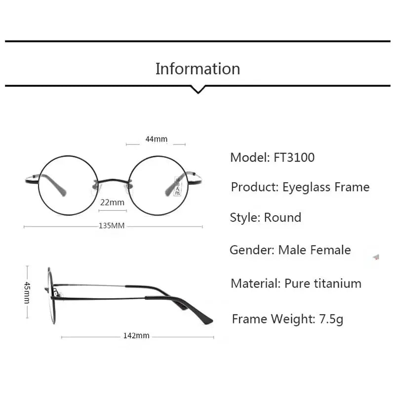 Women's Round Full Rim Titanium Prescription Glasses 43100 — view 2 | Rx Spectacle